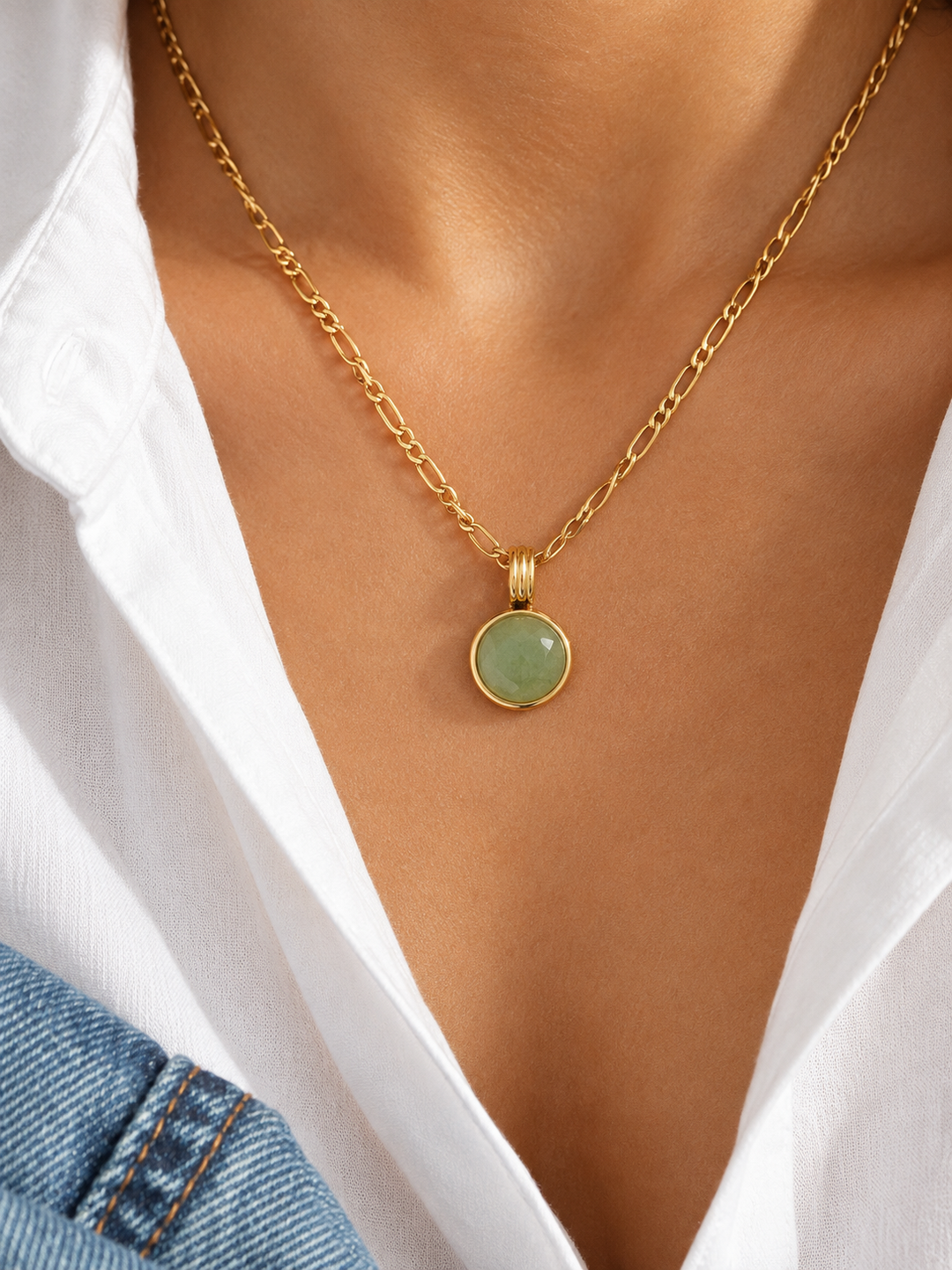 Winslow Green Stone Pendant Chain Necklace