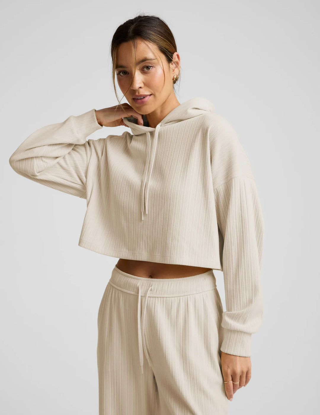 Beyond Yoga Breathe Easy Ribbed Cropped Hoodie