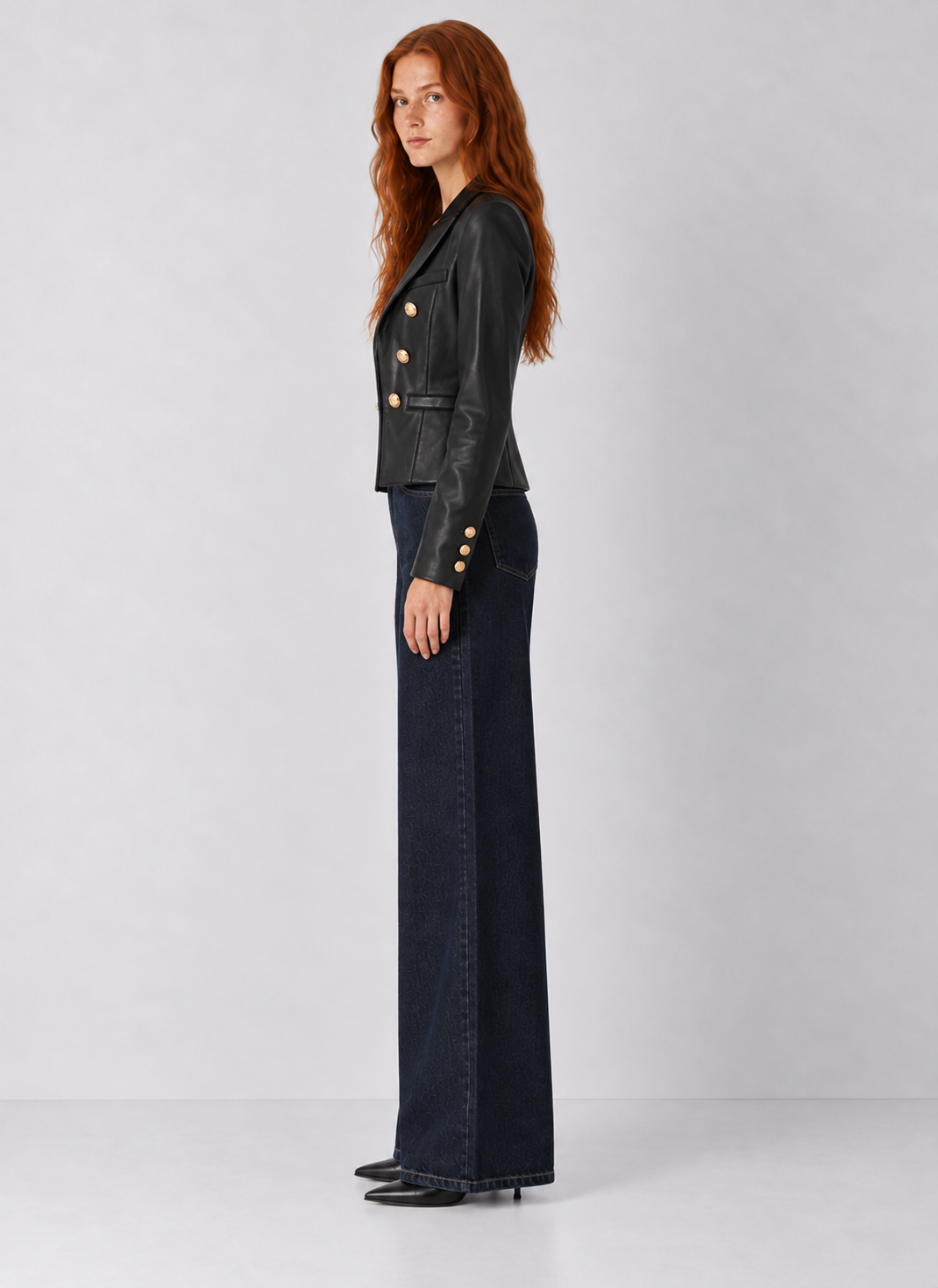 Dear John Rosalie Faux Leather Double-Breasted Blazer