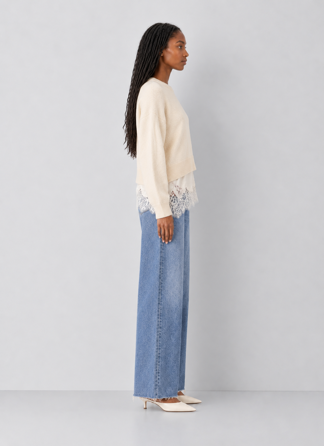 Steve Madden Aries Lace Hem Sweater