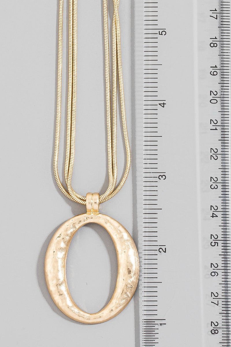 Oval Pendant Layered Chains Necklace
