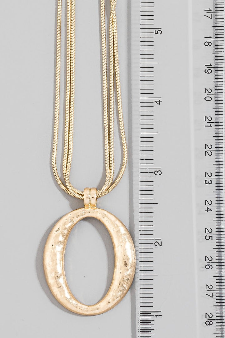 Oval Pendant Layered Chains Necklace