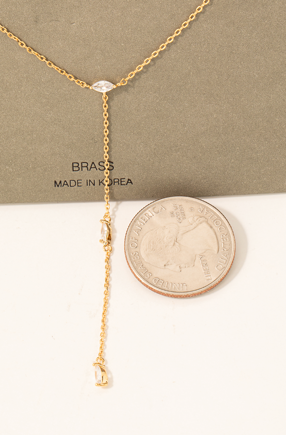 Oval Rhinestone Lariat Chain Necklace