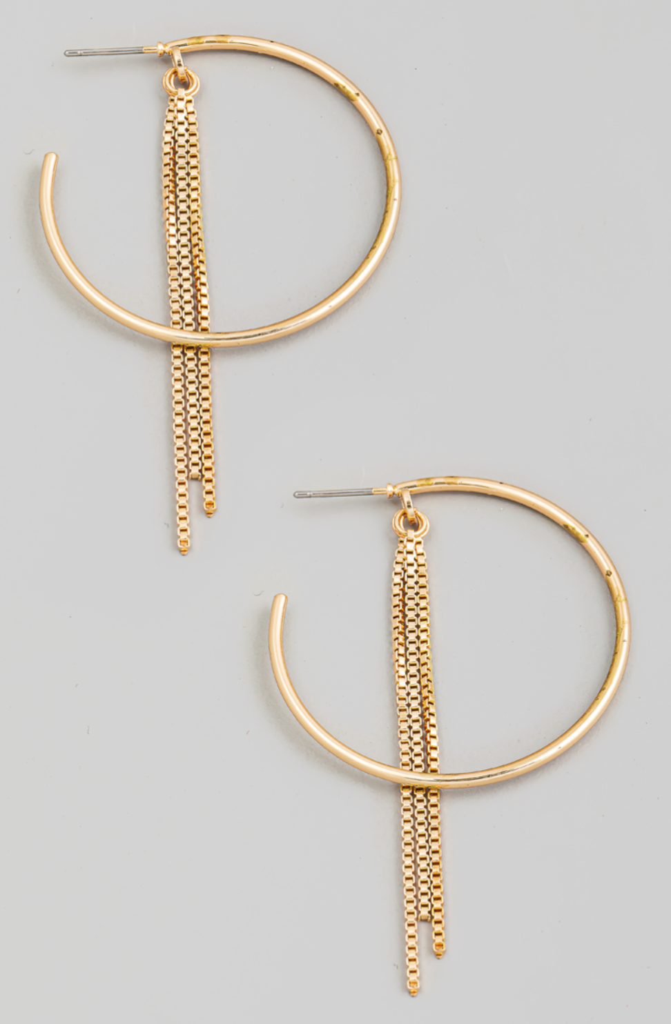 Box Chain And Hoop Earrings
