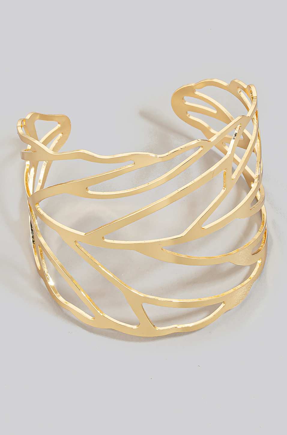Flat Metallic Leaf Cuff Bracelet