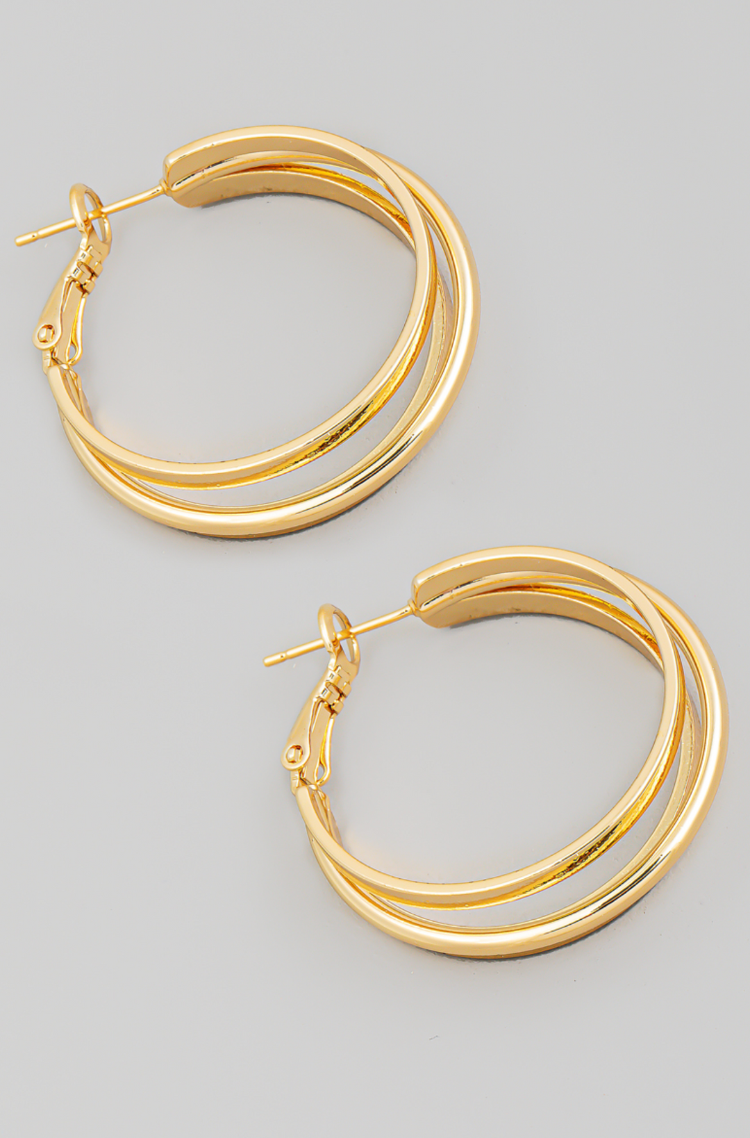 Mixed 3 Stacked Metallic Hoop Earrings