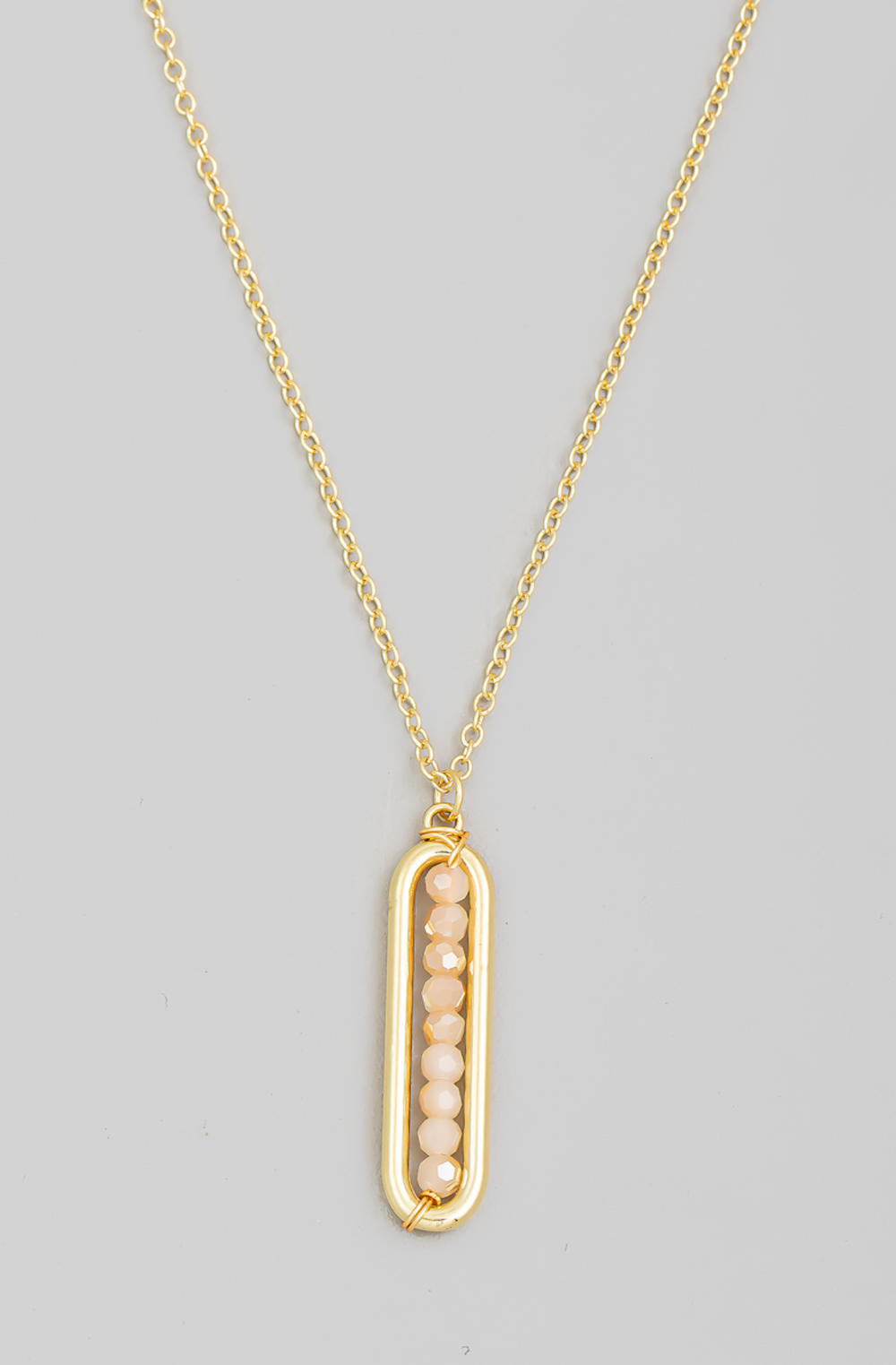 Beaded Oval Bar Pendant Necklace