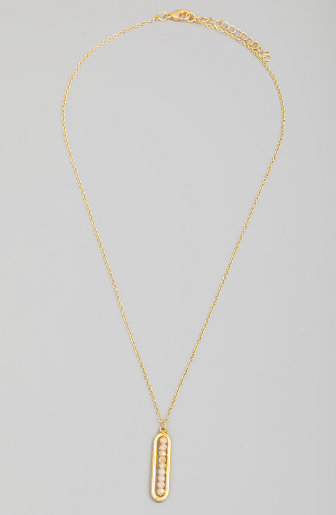 Beaded Oval Bar Pendant Necklace