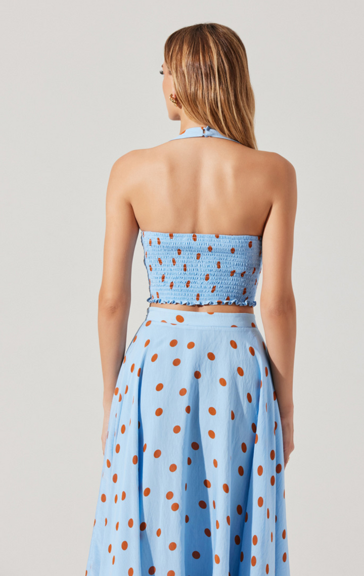 ASTR Janie Top Cropped Polka Dot Halter