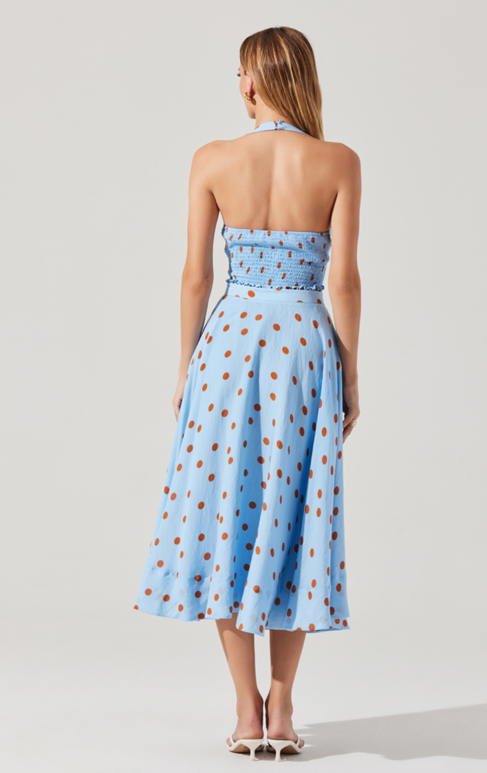 ASTR Janie Top Cropped Polka Dot Halter