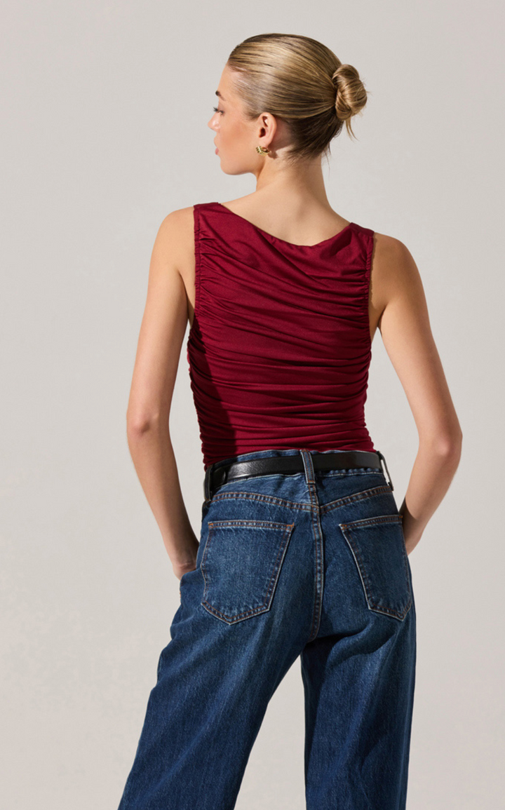 ASTR Voncile Bodysuit Ruched Square Neck Bodysuit