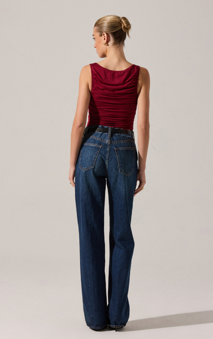 ASTR Voncile Bodysuit Ruched Square Neck Bodysuit