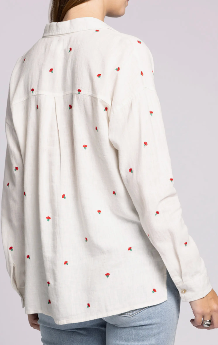 Cherry Embroidered Button Down Shirt