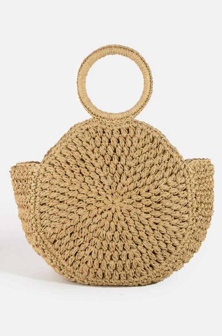 Circle Handle Straw Bag