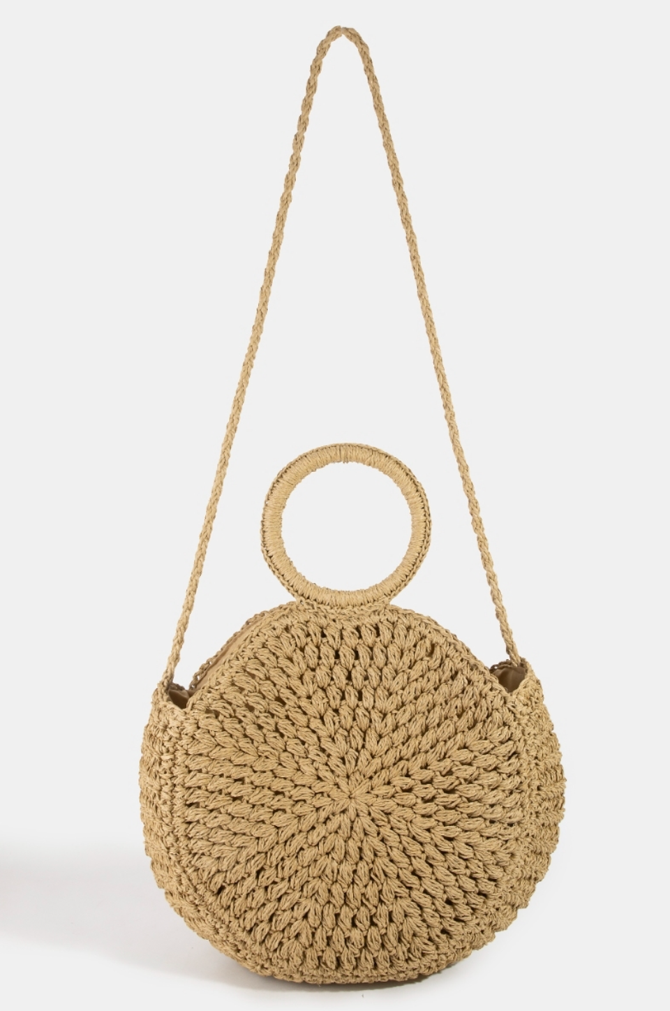 Circle Handle Straw Bag