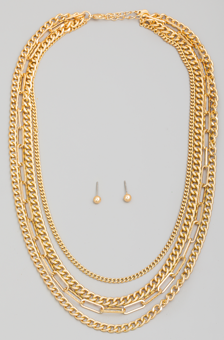 Layered Assorted Chains Necklace