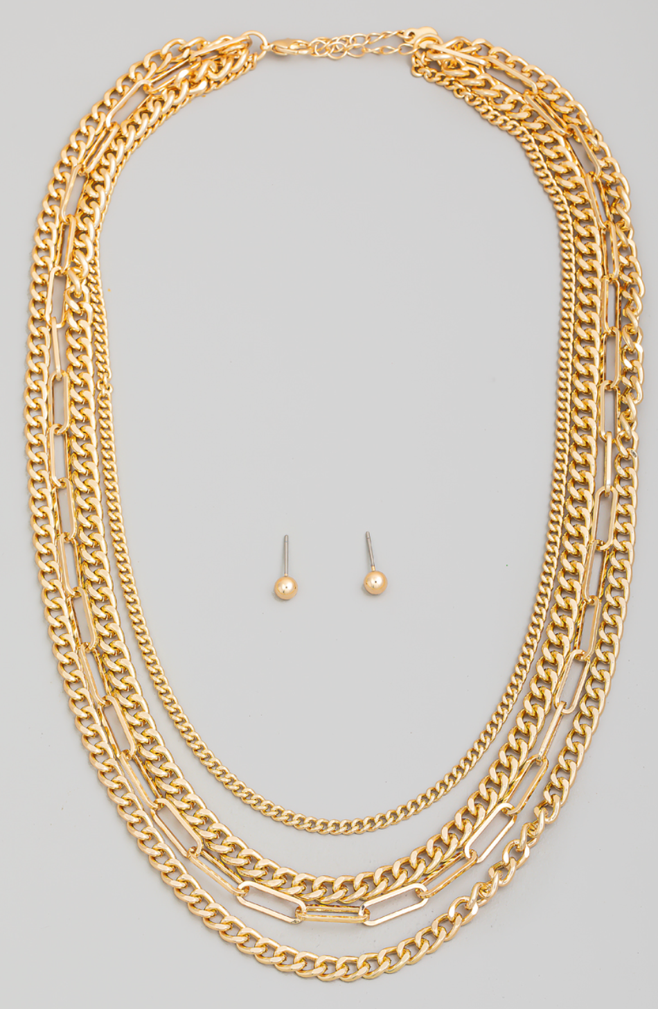 Layered Assorted Chains Necklace