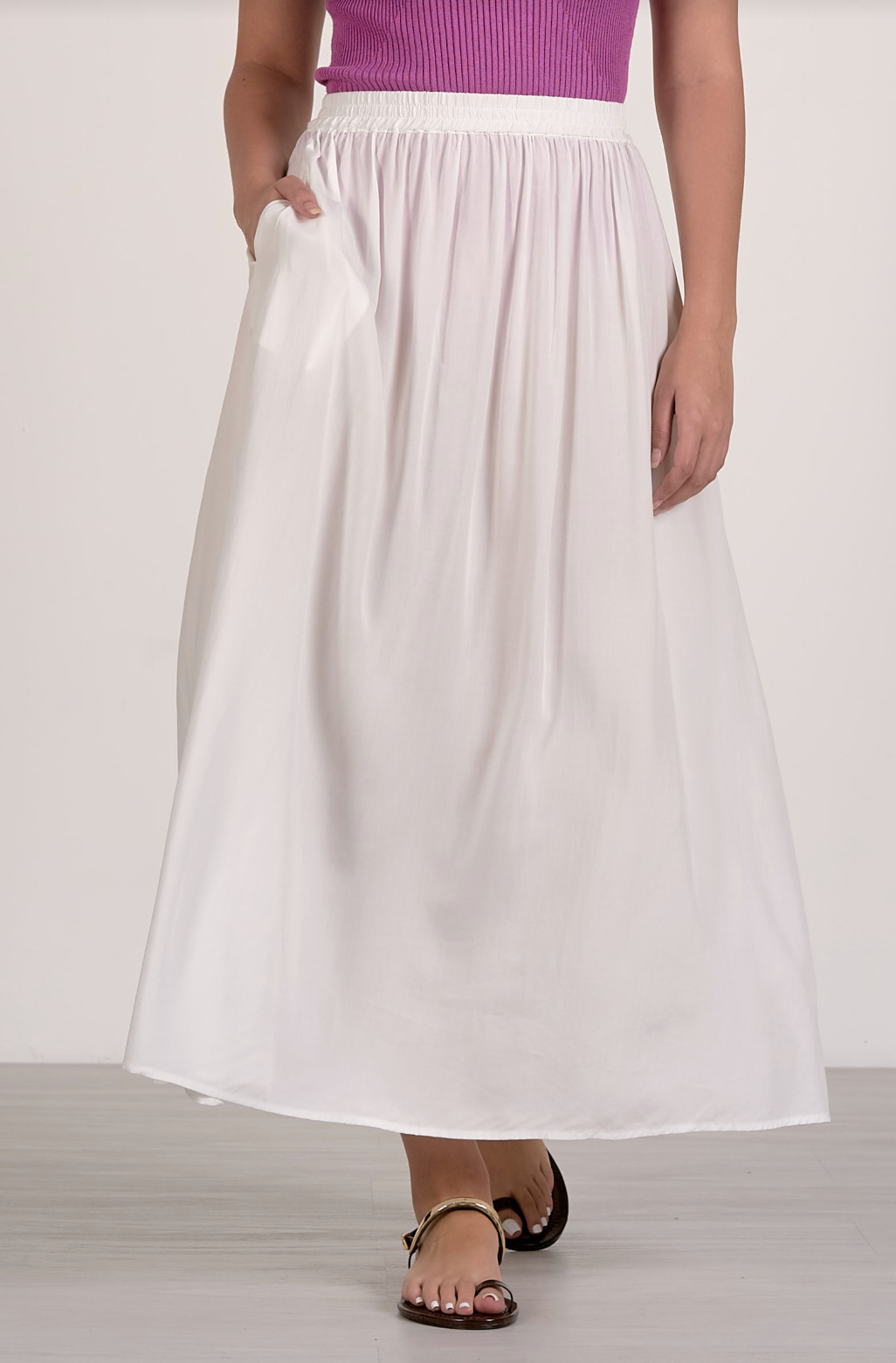 Elan Elastic Waistband Maxi Skirt