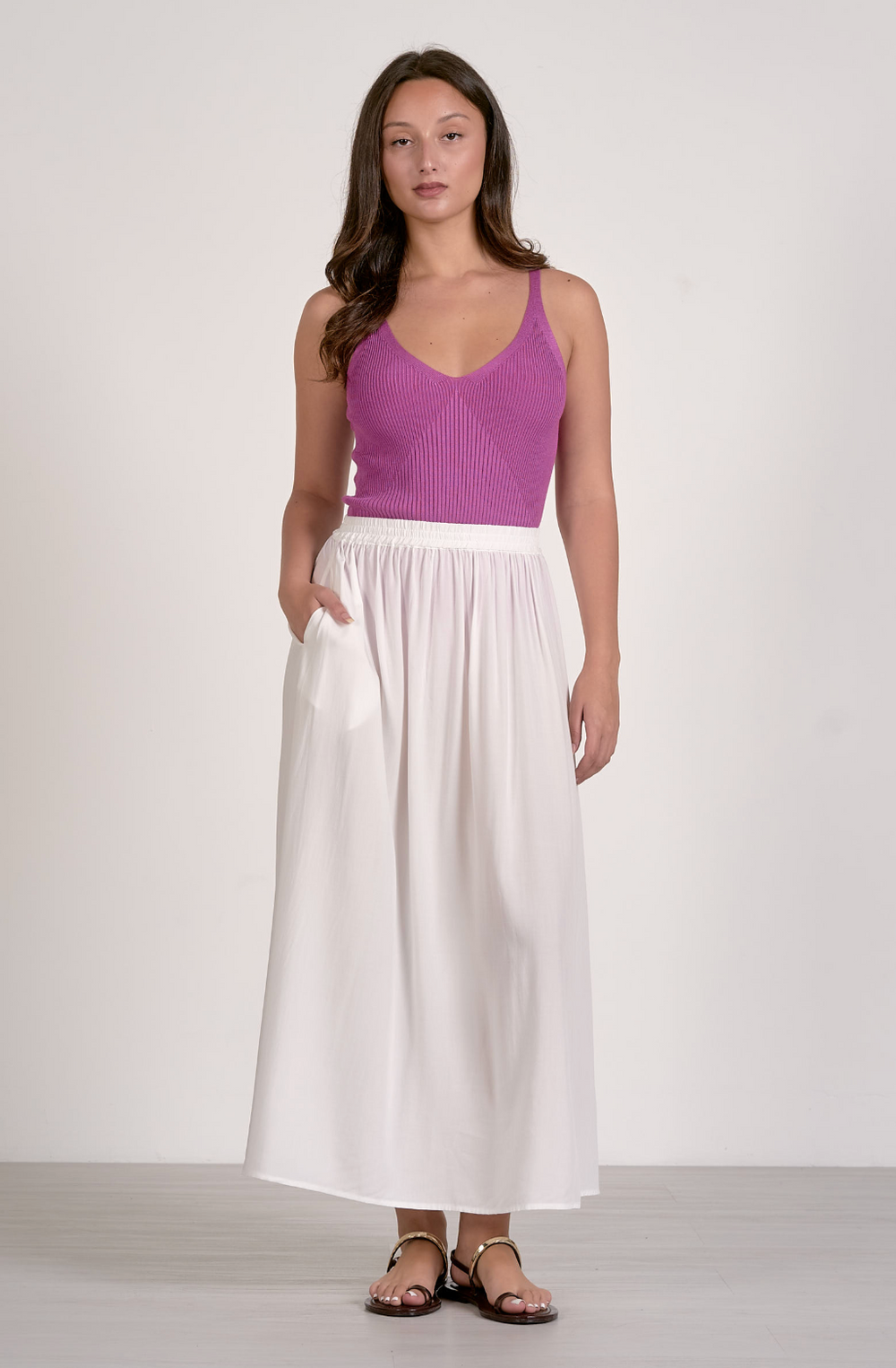 Elan Elastic Waistband Maxi Skirt