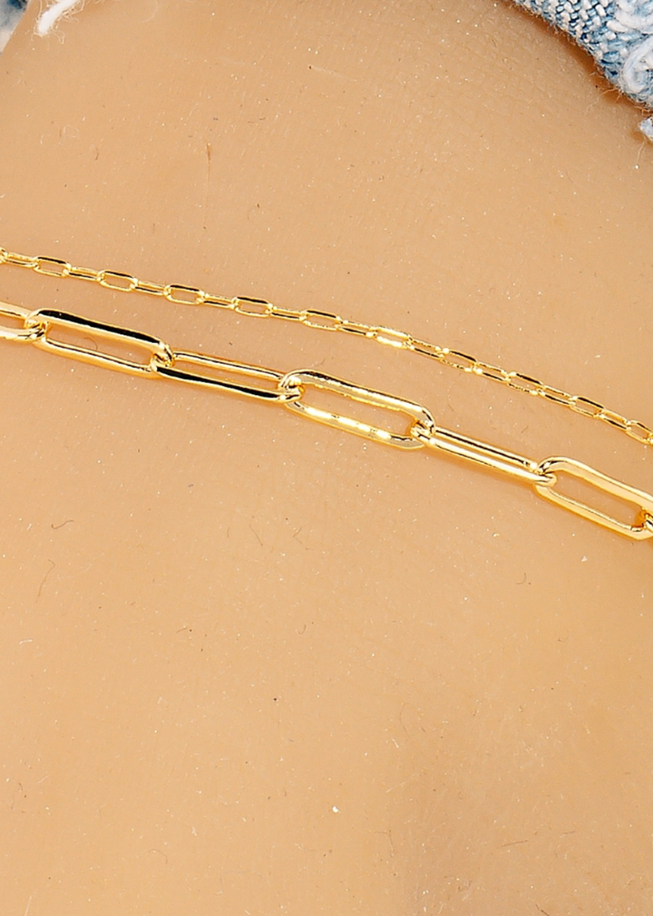 Layered Dainty Oval Chain Anklet