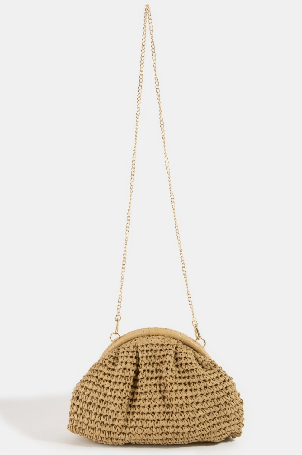 Straw Weave Clutch With Shoulder Strap