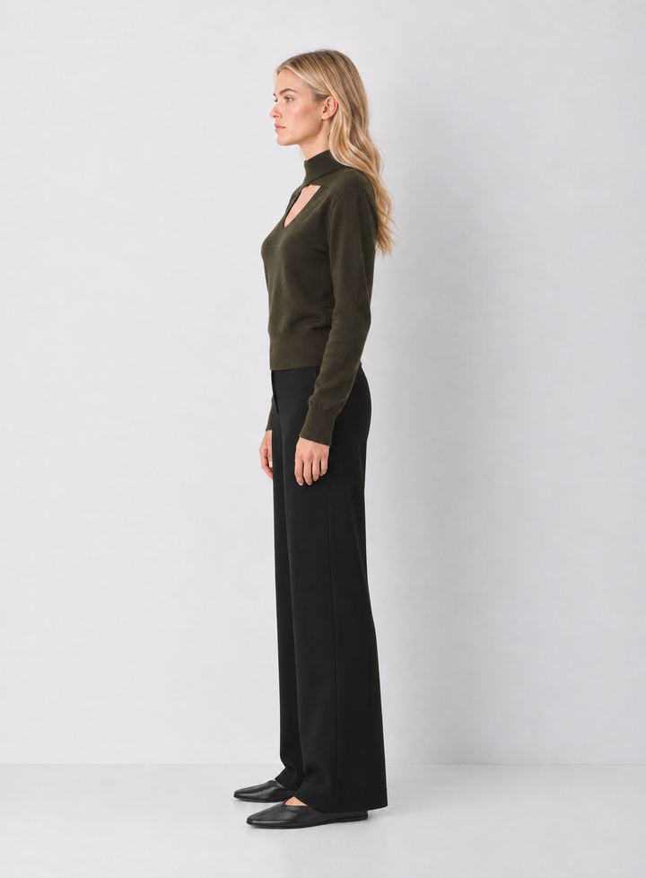 Taylor Criss Cross Key Hole Sweater Top