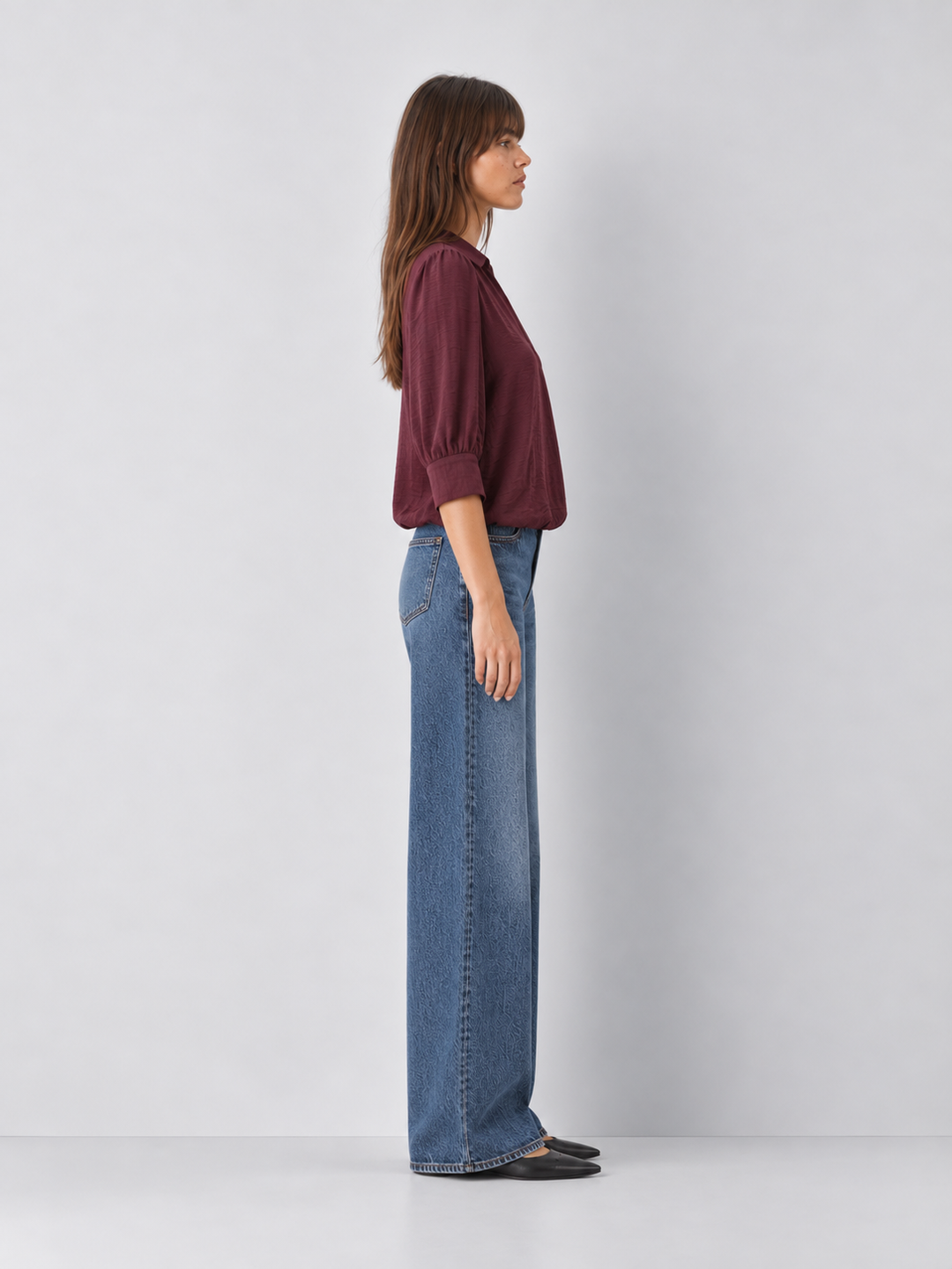 Half Sleeve Bubble Hem Blouse