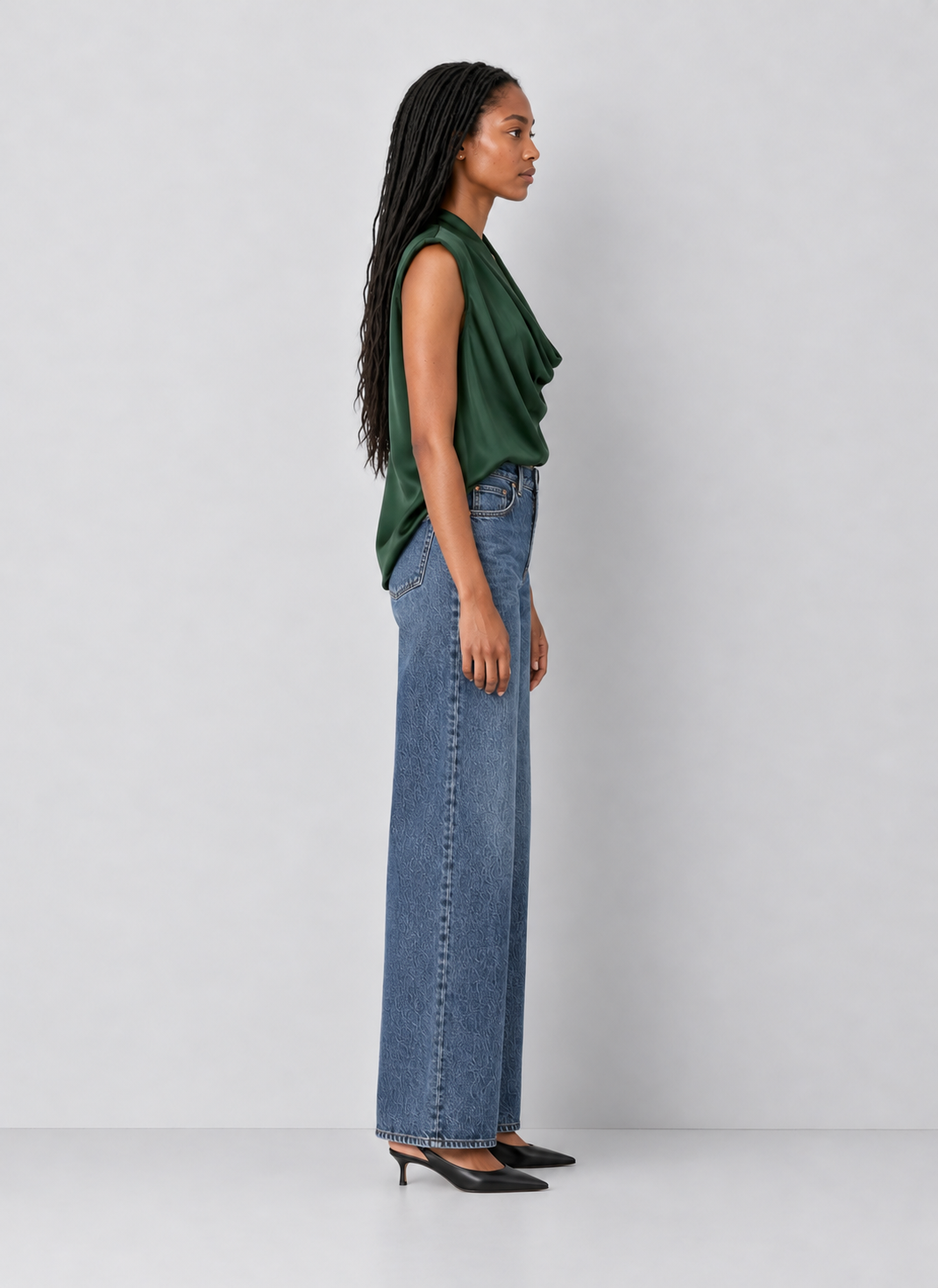 Elan Draped Cowl Neck Sleeveless Blouse