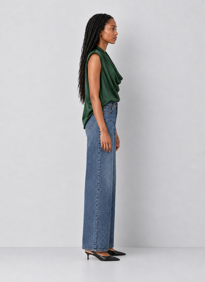 Elan Draped Cowl Neck Sleeveless Blouse