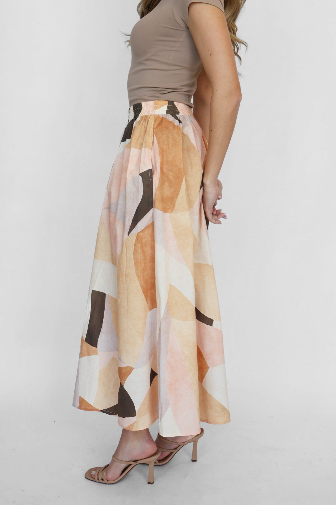 Elan Printed Elastic Waistband Skirt