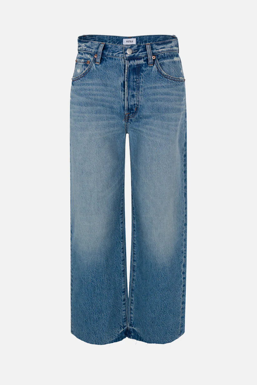 Pistola Tate Crop High Rise Bowed Wide Leg Jean - Ablaze