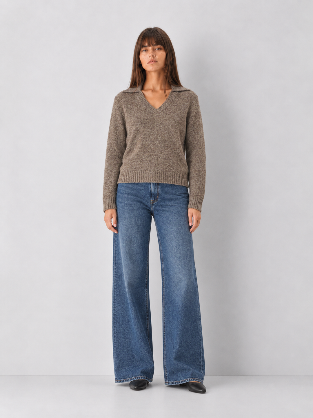 Demi V-Neck Collared Sweater