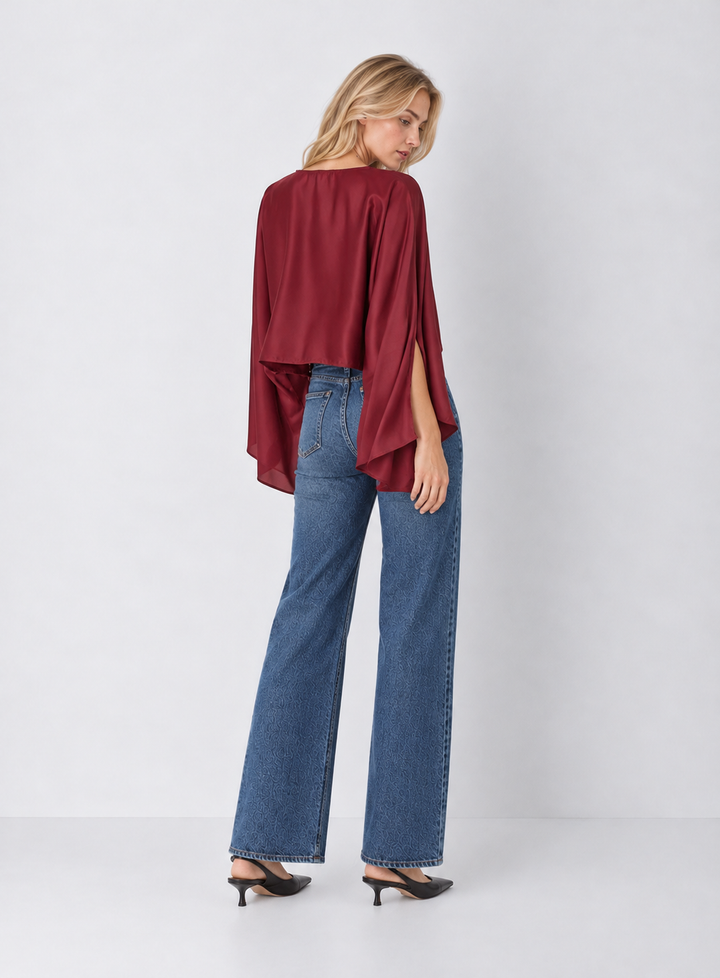 Elan Draped Satin Blouse