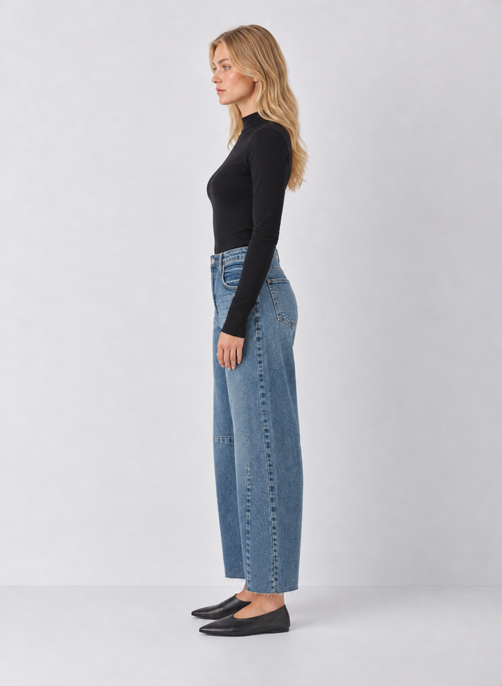 Just Black Denim Dakota Barrel Jean With Seams