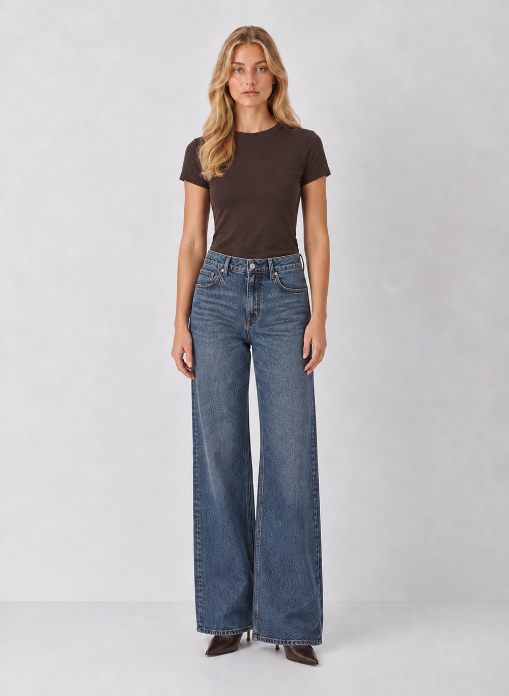 Z Supply The Stunner Mid Rise Wide Leg Jeans