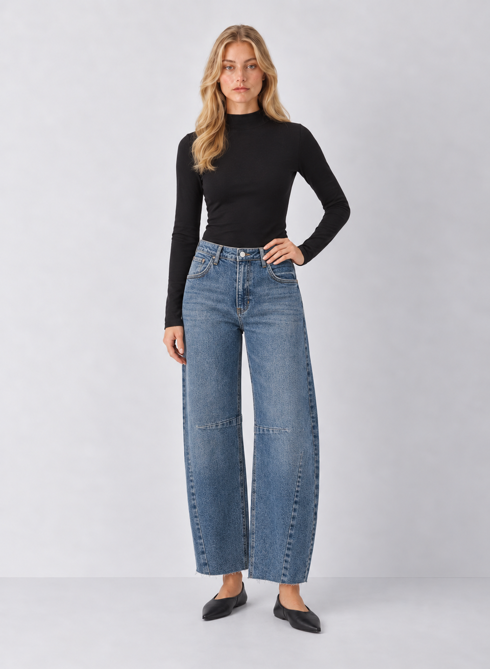 Preorder Just Black Denim Dakota Barrel Jean With Seams