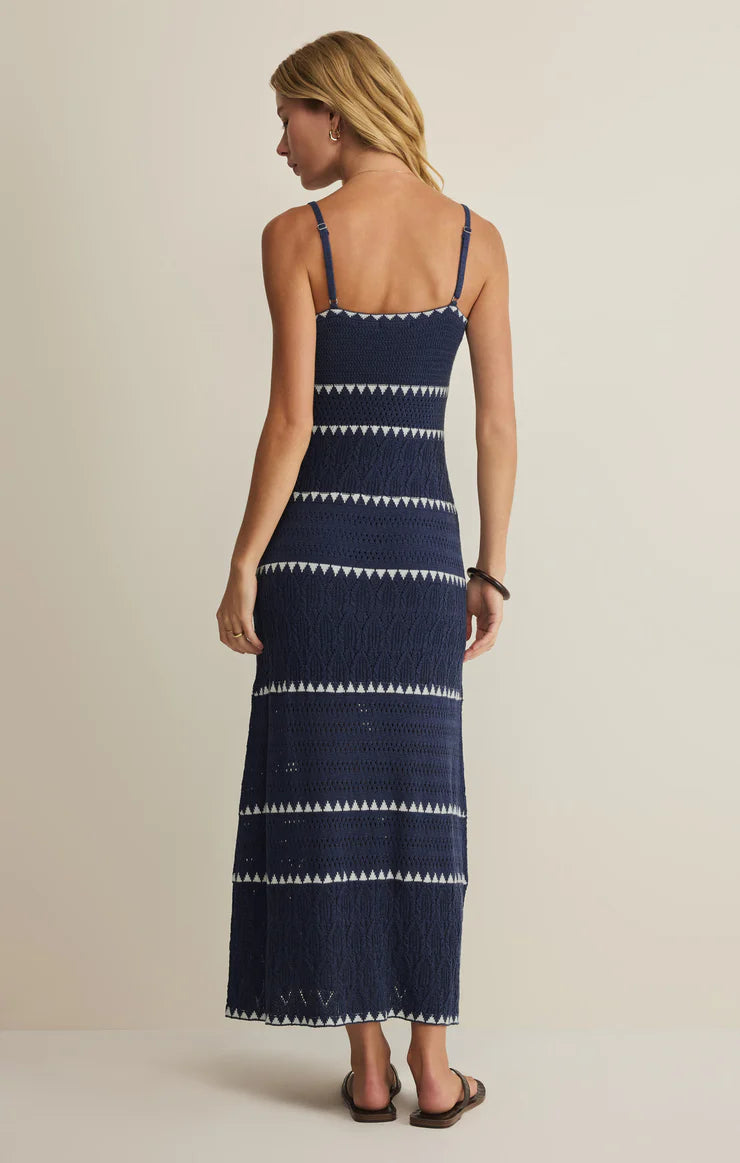 Catamaran Striped Maxi Dress Twilight Blue