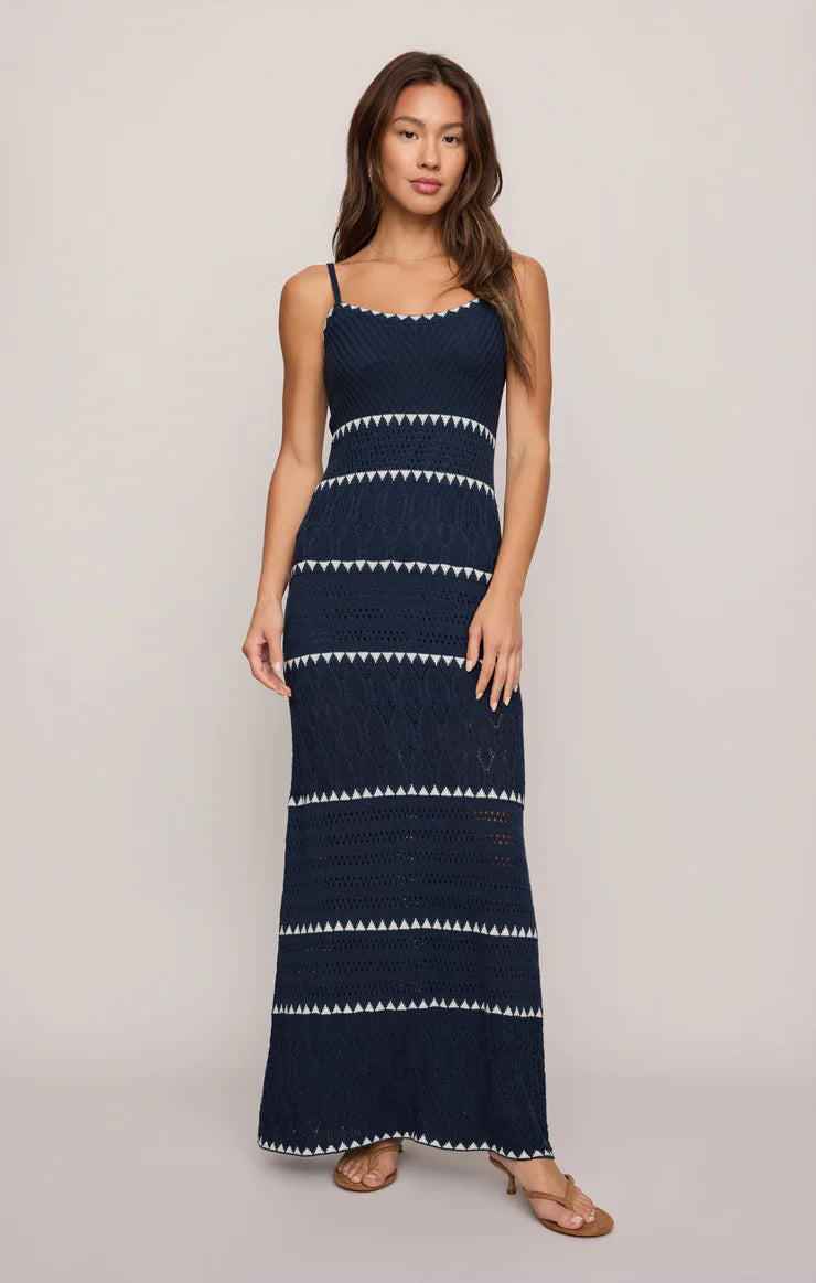 Catamaran Striped Maxi Dress Twilight Blue