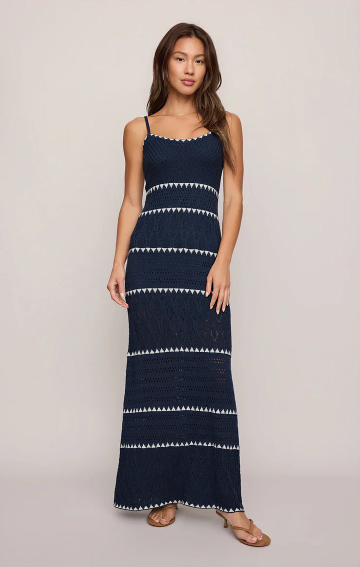 Catamaran Striped Maxi Dress Twilight Blue