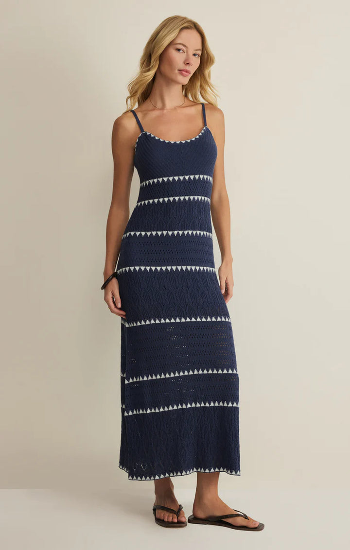 Catamaran Striped Maxi Dress Twilight Blue