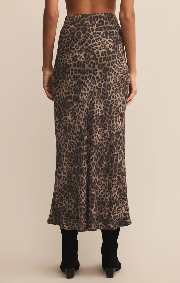 Izabel Leopard Satin Skirt