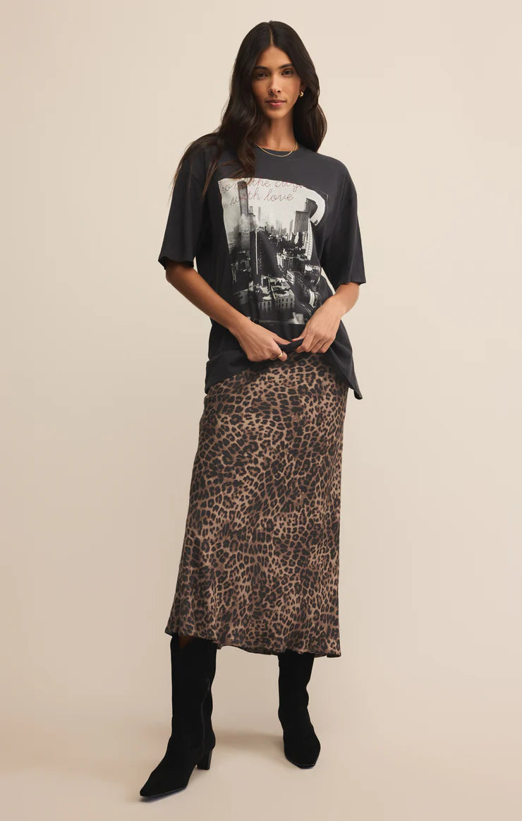 Izabel Leopard Satin Skirt