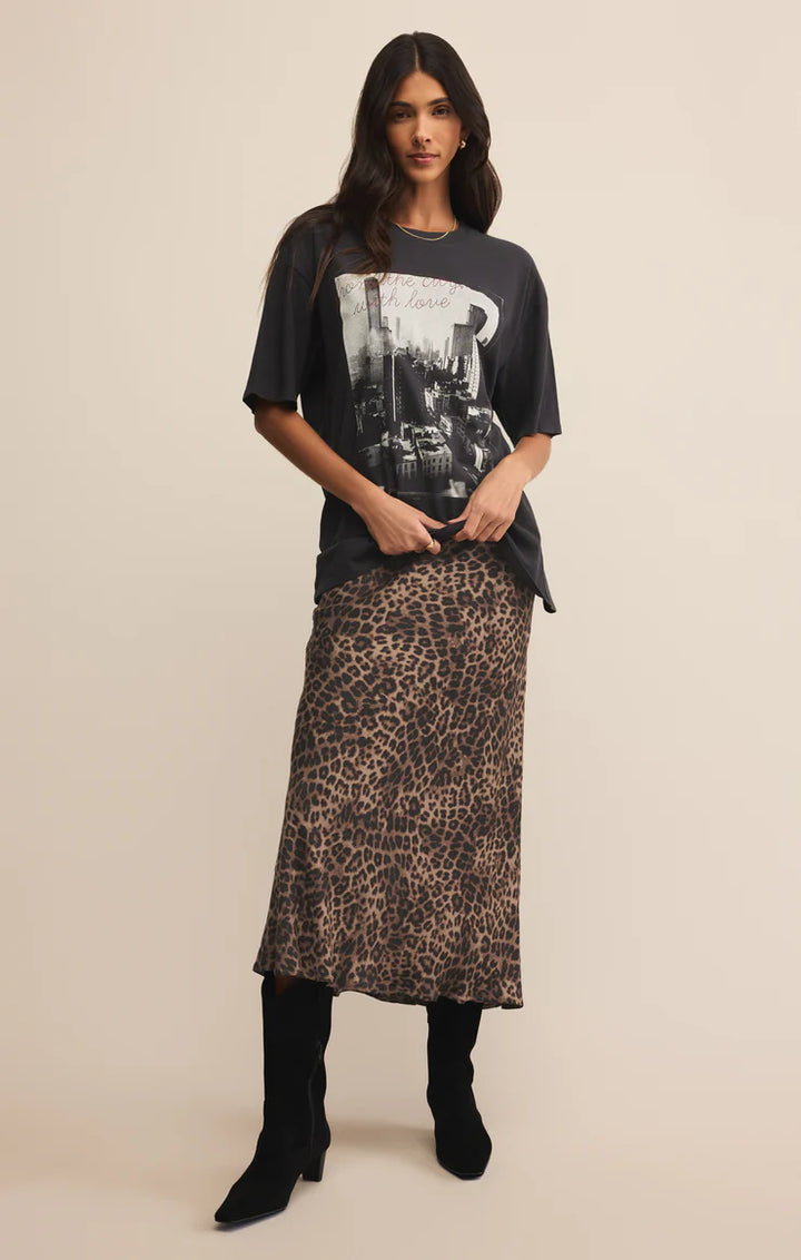 Izabel Leopard Satin Skirt
