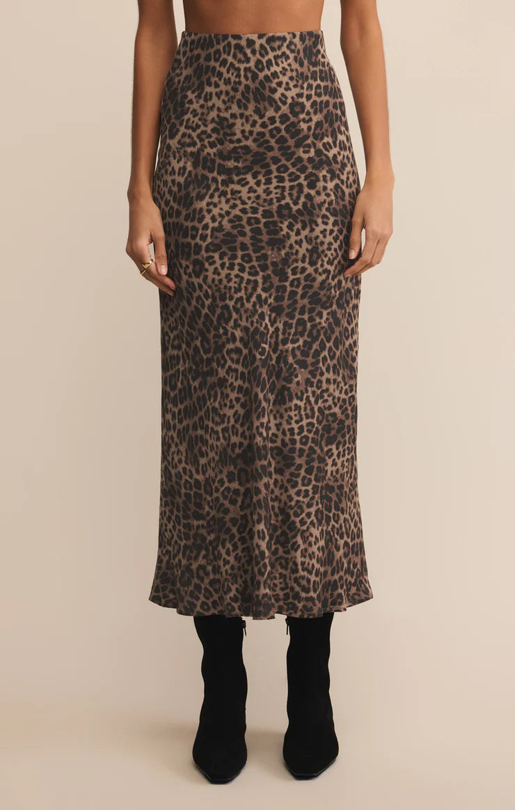Izabel Leopard Satin Skirt