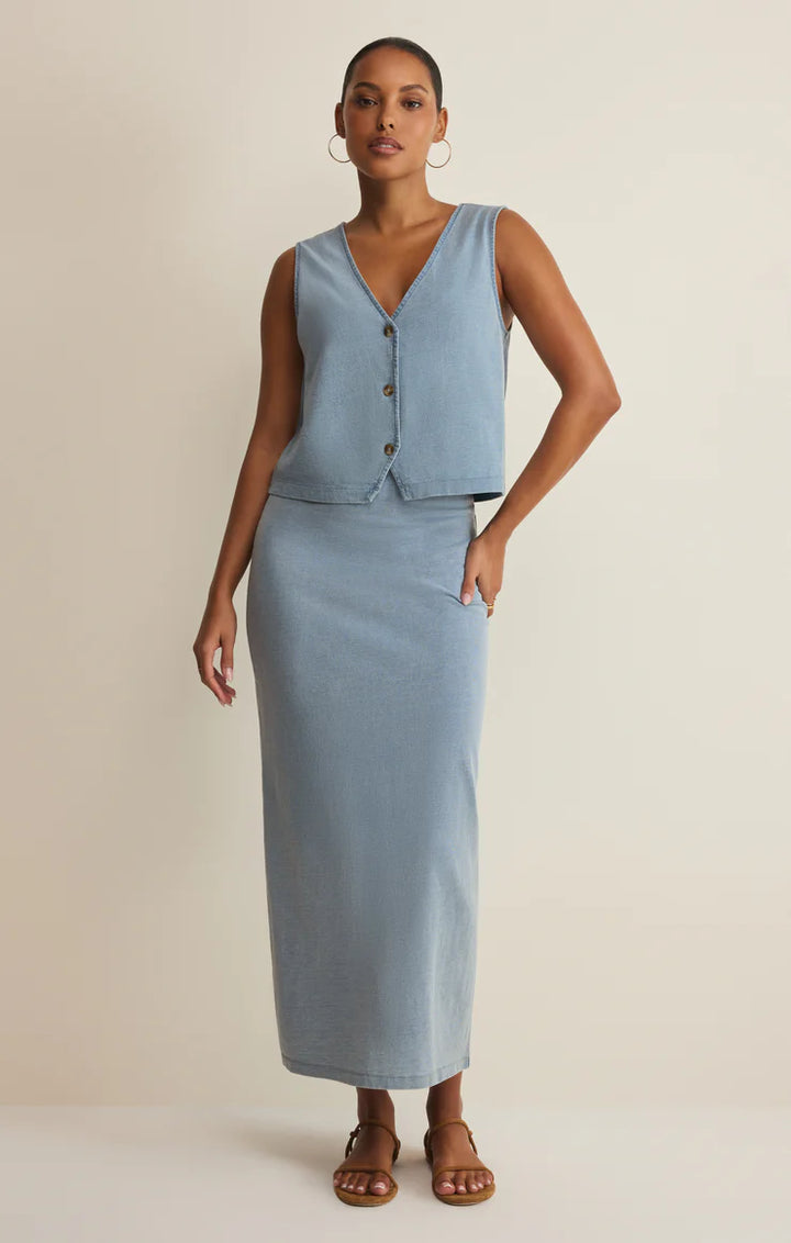 Z Supply Gail Jersey Denim Midi Skirt