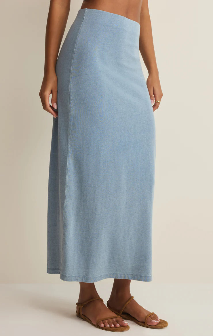 Z Supply Gail Jersey Denim Midi Skirt