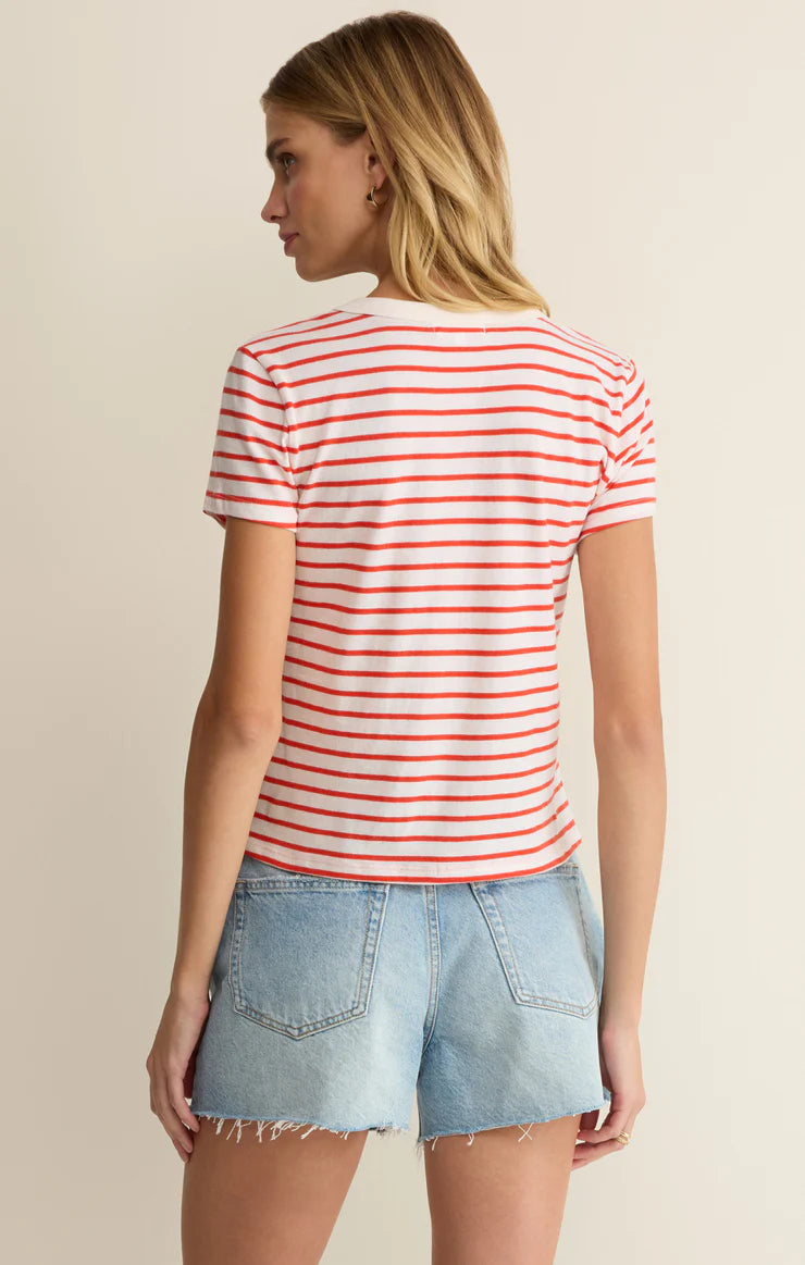 Z Supply Junie Striped Tee - Lychee