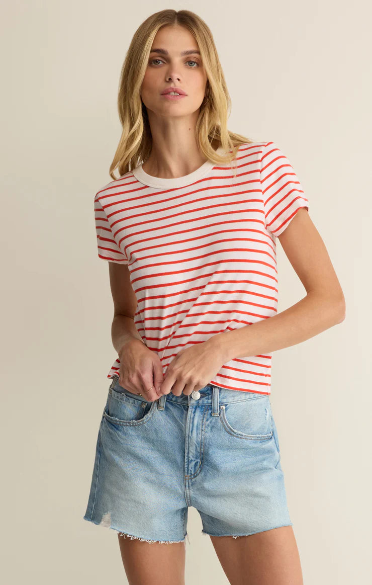 Z Supply Junie Striped Tee - Lychee