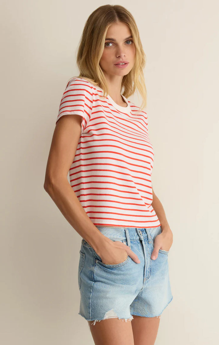 Z Supply Junie Striped Tee - Lychee
