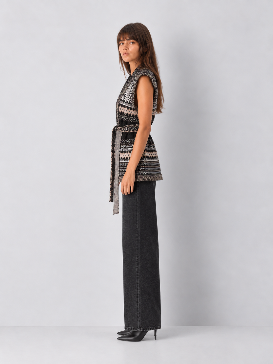 Elan Belted Open Knit Vest
